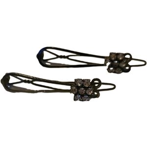 Elegant Black Hair Clips with Rhinestones